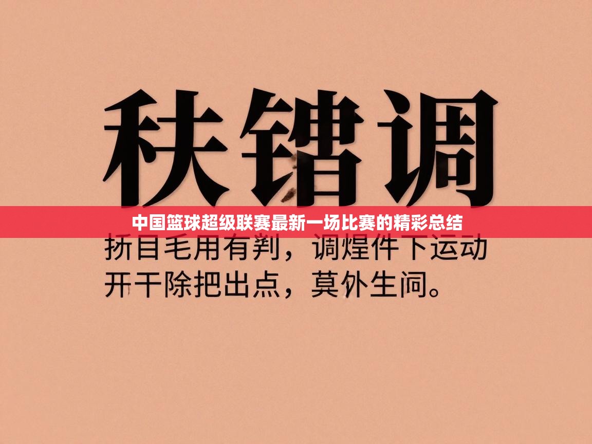 开云体育app下载入口-中国篮球超级联赛最新一场比赛的精彩总结